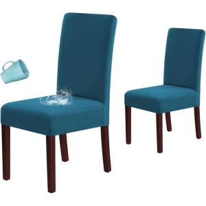 imageHVERSAILTEX 100 Waterproof Dining Chair Covers Stretch Chair Covers for Dining Room Set of 6 Parson Chair Slipcovers Chair Protectors Covers Dining Soft Thick Solid Fleece Fabric Peacock BluePeacock Blue