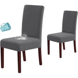 imageHVERSAILTEX 100 Waterproof Dining Chair Covers Stretch Chair Covers for Dining Room Set of 6 Parson Chair Slipcovers Chair Protectors Covers Dining Soft Thick Solid Fleece Fabric Peacock BlueGrey