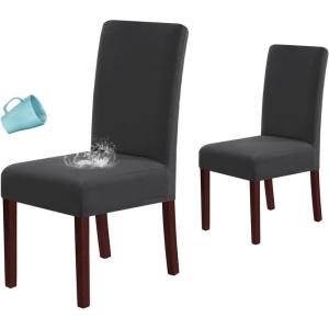 imageHVERSAILTEX 100 Waterproof Dining Chair Covers Stretch Chair Covers for Dining Room Set of 6 Parson Chair Slipcovers Chair Protectors Covers Dining Soft Thick Solid Fleece Fabric Peacock BlueDark Grey
