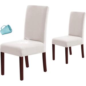 imageHVERSAILTEX 100 Waterproof Dining Chair Covers Stretch Chair Covers for Dining Room Set of 6 Parson Chair Slipcovers Chair Protectors Covers Dining Soft Thick Solid Fleece Fabric Peacock BlueIvory
