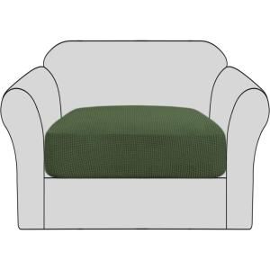 imageHVERSAILTEX High Stretch Individual Seat Cushion Covers Sofa Slipcovers Featuring Jacquard Textured Twill Fabric 3 Pack for 3 Couch Cushion GreyBronze Green