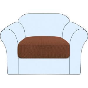 imageHVERSAILTEX High Stretch Individual Seat Cushion Covers Sofa Slipcovers Featuring Jacquard Textured Twill Fabric 3 Pack for 3 Couch Cushion GreyCaramel