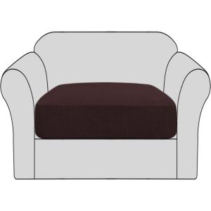 imageHVERSAILTEX High Stretch Individual Seat Cushion Covers Sofa Slipcovers Featuring Jacquard Textured Twill Fabric 3 Pack for 3 Couch Cushion GreyChocolate