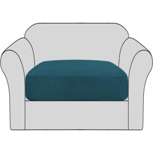 imageHVERSAILTEX High Stretch Individual Seat Cushion Covers Sofa Slipcovers Featuring Jacquard Textured Twill Fabric 3 Pack for 3 Couch Cushion GreyDeep Teal