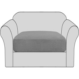 imageHVERSAILTEX High Stretch Individual Seat Cushion Covers Sofa Slipcovers Featuring Jacquard Textured Twill Fabric 3 Pack for 3 Couch Cushion GreyDove