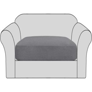 imageHVERSAILTEX High Stretch Individual Seat Cushion Covers Sofa Slipcovers Featuring Jacquard Textured Twill Fabric 3 Pack for 3 Couch Cushion GreyGrey