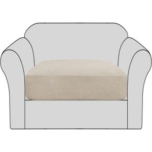 imageHVERSAILTEX High Stretch Individual Seat Cushion Covers Sofa Slipcovers Featuring Jacquard Textured Twill Fabric 3 Pack for 3 Couch Cushion GreyIsland Fossi