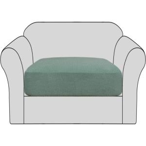 imageHVERSAILTEX High Stretch Individual Seat Cushion Covers Sofa Slipcovers Featuring Jacquard Textured Twill Fabric 3 Pack for 3 Couch Cushion GreySage