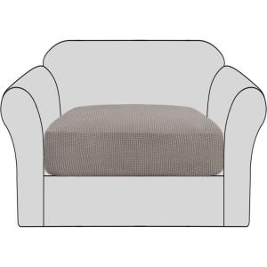imageHVERSAILTEX High Stretch Individual Seat Cushion Covers Sofa Slipcovers Featuring Jacquard Textured Twill Fabric 3 Pack for 3 Couch Cushion GreyTaupe