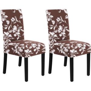 imageHVERSAILTEX Velvet Dining Chair Covers Stretch Chair Covers for Dining Room Set of 4 Parson Chair Slipcovers Chair Protectors Covers Dining Soft Thick Solid Velvet Fabric Washable BlackFloral Chocolate