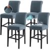 imageHVERSAILTEX 100 Waterproof Bar Stool Cover Stretch Counter Stool Pub Chair Slipcover for Dining Room Removable Soft Thick Solid Fleece Fabric Bar Stool Slipcovers Set of 4 CamelJacquardstoneblue