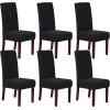 imageHVERSAILTEX Stretch Dining Chair Covers Set of 4 Chair Covers for Dining Room Parsons Chair Slipcover Chair Protectors Covers Dining Feature Textured Checked Jacquard Fabric IvoryBlack