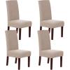 imageHVERSAILTEX Stretch Dining Chair Covers Set of 4 Chair Covers for Dining Room Parsons Chair Slipcover Chair Protectors Covers Dining Feature Textured Checked Jacquard Fabric IvorySand