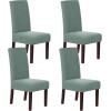 imageHVERSAILTEX Stretch Dining Chair Covers Set of 4 Chair Covers for Dining Room Parsons Chair Slipcover Chair Protectors Covers Dining Feature Textured Checked Jacquard Fabric IvorySage