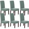 imageHVERSAILTEX Stretch Dining Chair Covers Set of 4 Chair Covers for Dining Room Parsons Chair Slipcover Chair Protectors Covers Dining Feature Textured Checked Jacquard Fabric IvorySage