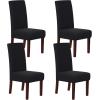 imageHVERSAILTEX Stretch Dining Chair Covers Set of 4 Chair Covers for Dining Room Parsons Chair Slipcover Chair Protectors Covers Dining Feature Textured Checked Jacquard Fabric IvoryBlack