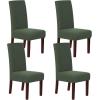 imageHVERSAILTEX Stretch Dining Chair Covers Set of 4 Chair Covers for Dining Room Parsons Chair Slipcover Chair Protectors Covers Dining Feature Textured Checked Jacquard Fabric IvoryBronze Green