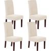 imageHVERSAILTEX Stretch Dining Chair Covers Set of 4 Chair Covers for Dining Room Parsons Chair Slipcover Chair Protectors Covers Dining Feature Textured Checked Jacquard Fabric IvoryNatural