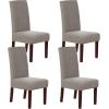 imageHVERSAILTEX Stretch Dining Chair Covers Set of 4 Chair Covers for Dining Room Parsons Chair Slipcover Chair Protectors Covers Dining Feature Textured Checked Jacquard Fabric IvoryTaupe