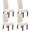 imageHVERSAILTEX Stretch Dining Chair Covers Set of 4 Chair Covers for Dining Room Parsons Chair Slipcover Chair Protectors Covers Dining Feature Textured Checked Jacquard Fabric IvoryIvory