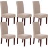 imageHVERSAILTEX Stretch Dining Chair Covers Set of 4 Chair Covers for Dining Room Parsons Chair Slipcover Chair Protectors Covers Dining Feature Textured Checked Jacquard Fabric IvorySand