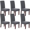 imageHVERSAILTEX Stretch Dining Chair Covers Set of 4 Chair Covers for Dining Room Parsons Chair Slipcover Chair Protectors Covers Dining Feature Textured Checked Jacquard Fabric IvoryGrey