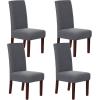 imageHVERSAILTEX Stretch Dining Chair Covers Set of 4 Chair Covers for Dining Room Parsons Chair Slipcover Chair Protectors Covers Dining Feature Textured Checked Jacquard Fabric IvoryGrey