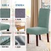 imageHVERSAILTEX Stretch Dining Chair Covers Set of 4 Chair Covers for Dining Room Parsons Chair Slipcover Chair Protectors Covers Dining Feature Textured Checked Jacquard Fabric IvorySage