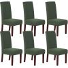 imageHVERSAILTEX Stretch Dining Chair Covers Set of 4 Chair Covers for Dining Room Parsons Chair Slipcover Chair Protectors Covers Dining Feature Textured Checked Jacquard Fabric IvoryBronze Green