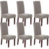 imageHVERSAILTEX Stretch Dining Chair Covers Set of 4 Chair Covers for Dining Room Parsons Chair Slipcover Chair Protectors Covers Dining Feature Textured Checked Jacquard Fabric IvoryTaupe