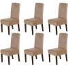 imageHVERSAILTEX Velvet Dining Chair Covers Stretch Chair Covers for Dining Room Set of 2 Parson Chair Slipcovers Chair Protectors Covers Dining Soft Thick Solid Velvet Fabric Washable BlackCamel