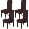 imageHVERSAILTEX Velvet Dining Chair Covers Stretch Chair Covers for Dining Room Set of 2 Parson Chair Slipcovers Chair Protectors Covers Dining Soft Thick Solid Velvet Fabric Washable BlackBrown