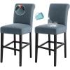 imageHVERSAILTEX 100 Waterproof Bar Stool Cover Stretch Counter Stool Pub Chair Slipcover for Dining Room Removable Soft Thick Solid Fleece Fabric Bar Stool Slipcovers Set of 4 CamelJacquardstoneblue