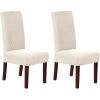 imageHVERSAILTEX Stretch Dining Chair Covers Set of 4 Chair Covers for Dining Room Parsons Chair Slipcover Chair Protectors Covers Dining Feature Textured Checked Jacquard Fabric IvoryIvory