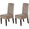 imageHVERSAILTEX Velvet Dining Chair Covers Stretch Chair Covers for Dining Room Set of 2 Parson Chair Slipcovers Chair Protectors Covers Dining Soft Thick Solid Velvet Fabric Washable BlackTaupe