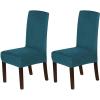 imageHVERSAILTEX Velvet Dining Chair Covers Stretch Chair Covers for Dining Room Set of 2 Parson Chair Slipcovers Chair Protectors Covers Dining Soft Thick Solid Velvet Fabric Washable BlackDeep Teal