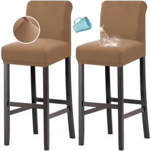 imageHVERSAILTEX 100 Waterproof Bar Stool Cover Stretch Counter Stool Pub Chair Slipcover for Dining Room Removable Soft Thick Solid Fleece Fabric Bar Stool Slipcovers Set of 4 CamelFleecesand