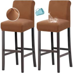 imageHVERSAILTEX 100 Waterproof Bar Stool Cover Stretch Counter Stool Pub Chair Slipcover for Dining Room Removable Soft Thick Solid Fleece Fabric Bar Stool Slipcovers Set of 2 CamelFleececamel