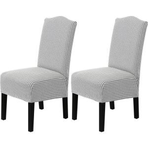 imageHVERSAILTEX Velvet Dining Chair Covers Stretch Chair Covers for Dining Room Set of 2 Parson Chair Slipcovers Chair Protectors Covers Dining Soft Thick Solid Velvet Fabric Washable BlackChecked Grey