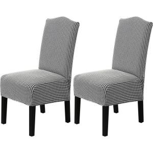 imageHVERSAILTEX Velvet Dining Chair Covers Stretch Chair Covers for Dining Room Set of 2 Parson Chair Slipcovers Chair Protectors Covers Dining Soft Thick Solid Velvet Fabric Washable BlackChecked Black