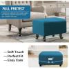 imageHVERSAILTEX 100 Waterproof Ottoman Cover Rectangle Stretch Velvet Ottoman Slipcovers for Living Room with Nonslip Elastic Bottom Furniture Protector Thick Soft Fleece Fabric Large CamelPeacock Blue