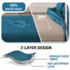 imageHVERSAILTEX 100 Waterproof Ottoman Cover Rectangle Stretch Velvet Ottoman Slipcovers for Living Room with Nonslip Elastic Bottom Furniture Protector Thick Soft Fleece Fabric Large CamelPeacock Blue
