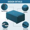 imageHVERSAILTEX 100 Waterproof Ottoman Cover Rectangle Stretch Velvet Ottoman Slipcovers for Living Room with Nonslip Elastic Bottom Furniture Protector Thick Soft Fleece Fabric Large CamelPeacock Blue