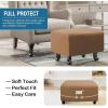imageHVERSAILTEX 100 Waterproof Ottoman Cover Rectangle Stretch Velvet Ottoman Slipcovers for Living Room with Nonslip Elastic Bottom Furniture Protector Thick Soft Fleece Fabric Large CamelSand