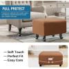 imageHVERSAILTEX 100 Waterproof Ottoman Cover Rectangle Stretch Velvet Ottoman Slipcovers for Living Room with Nonslip Elastic Bottom Furniture Protector Thick Soft Fleece Fabric Large CamelCamel