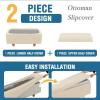 imageHVERSAILTEX 2 Piece Style Stretch Ottoman Cover Folding Storage Stool Furniture Protector Ottoman Slipcovers Rectangle with Elastic BottomLargeNatural