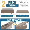 imageHVERSAILTEX 2 Piece Style Stretch Ottoman Cover Folding Storage Stool Furniture Protector Ottoman Slipcovers Rectangle with Elastic BottomXLargeSand
