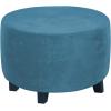 imageHVERSAILTEX Real Velvet Plush 1 Piece Form Fit Stretch Rectangle Folding Storage Covers Ottoman Slipcovers Removable Footstool Protect Footrest Covers Elastic Bottom Machine WashableLarge GreyPeacock Blue