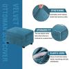imageHVERSAILTEX Real Velvet Plush 1 Piece Form Fit Stretch Rectangle Folding Storage Covers Ottoman Slipcovers Removable Footstool Protect Footrest Covers Elastic Bottom Machine WashableLarge GreyPeacock Blue