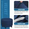 imageHVERSAILTEX Real Velvet Plush 1 Piece Form Fit Stretch Rectangle Folding Storage Covers Ottoman Slipcovers Removable Footstool Protect Footrest Covers Elastic Bottom Machine WashableLarge GreyNavy